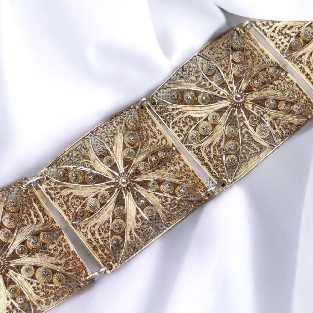 Antique 1920s French Sterling Intrinsic Filigree Bracelet View 3